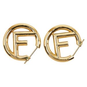 Gold Dainty Designer Logo Earrings